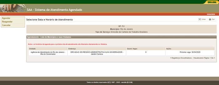Fazer o agendamento da CTPS
