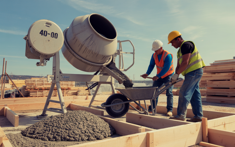 A betoneira de 400 litros acelera sua construção, eliminando atrasos e impulsionando a produtividade.