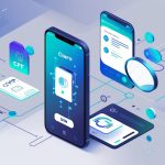 Ilustração mostrando um smartphone com ícones representando um chip de celular e um documento CPF, com elementos digitais ao redor simbolizando a busca de informações sobre o cadastro do chip.